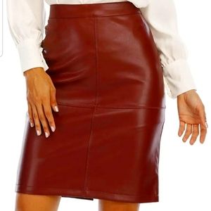 Faux Leather Skirt Wine Color